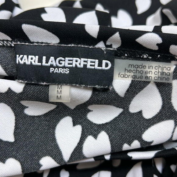 Karl Langerfeld cap sleeve back and white print top - Picture 6 of 8